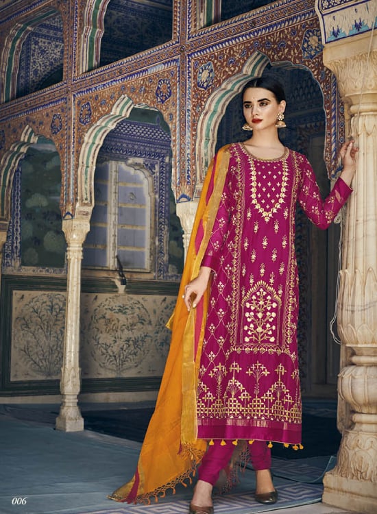 Maheshwari Silk Zari Embroidery Gota Work Top & Silk Maheshwari Handwoven Dupatta